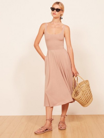 Reformation Rou Dress in blush | pale pink fit and flare - flipped