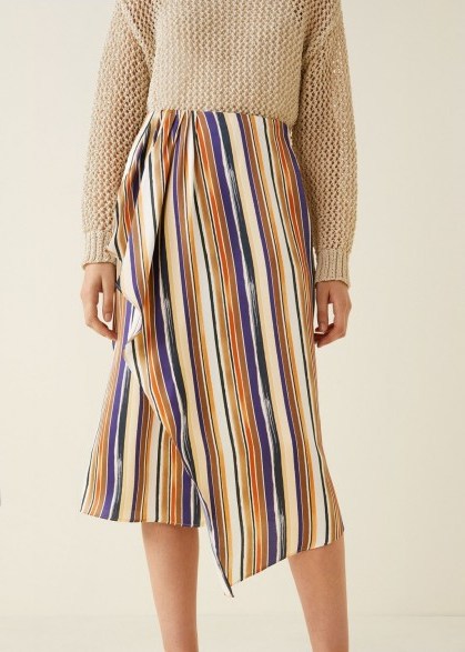 MANGO Ruffled striped skirt | asymmetric wrap design - flipped