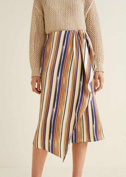 MANGO Ruffled striped skirt | asymmetric wrap design