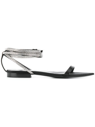 SAINT LAURENT crystal wraparound strap sandals ~ subtle glamour