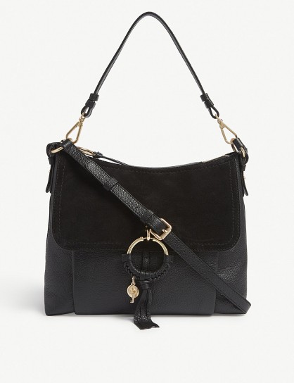 SEE BY CHLOE Joanne black leather and suede shoulder bag – chic accessory