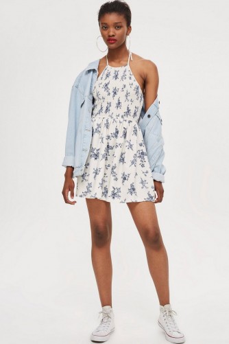 Topshop Shirred Halter Mini Dress | summer style