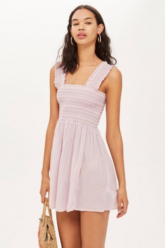 Topshop Pink Shirred Mini Dress | summer style