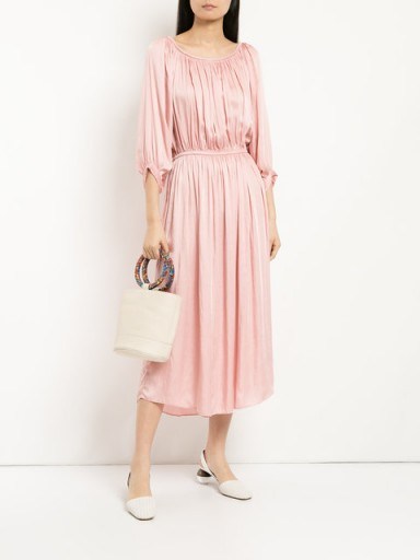 SMYTHE ruchéd detail dress Tea Rose – pink pleated summer event frock - flipped