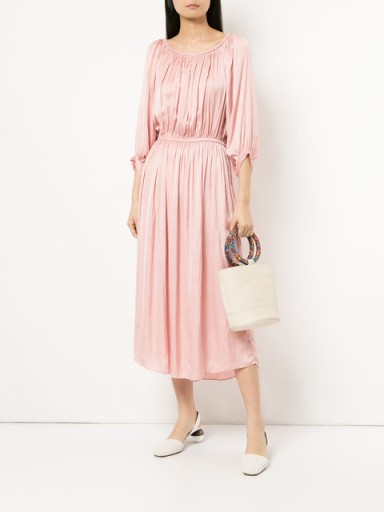 SMYTHE ruchéd detail dress Tea Rose – pink pleated summer event frock