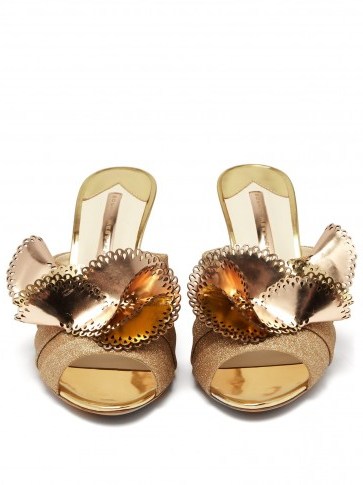 SOPHIA WEBSTER Soleil gold laser-cut mules ~ metallic sandals - flipped