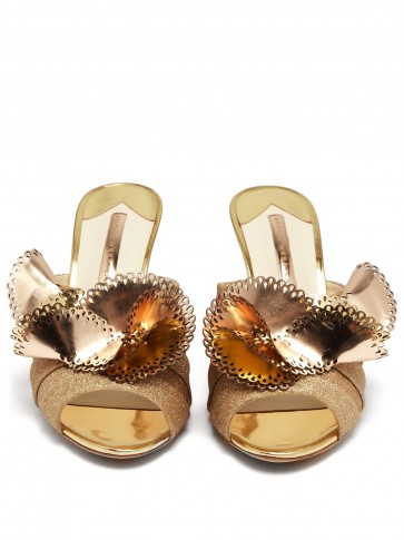 SOPHIA WEBSTER Soleil gold laser-cut mules ~ metallic sandals