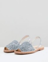 Solillas Silver Glitter Menorcan Sandals in silver – sparkly summer flats