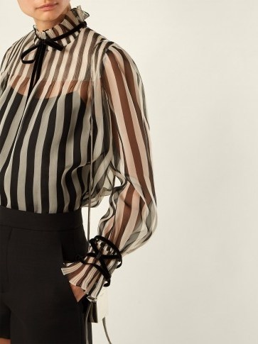 VALENTINO Striped silk organza blouse ~ sheer romance - flipped