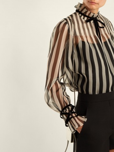 VALENTINO Striped silk organza blouse ~ sheer romance