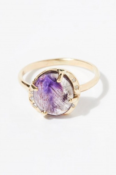 Facets of Earth Super Seven Diamond Ring | purple stone jewellery - flipped