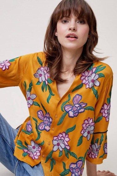 Seen Worn Kept Sydney Embroidered Blouse in yellow - flipped