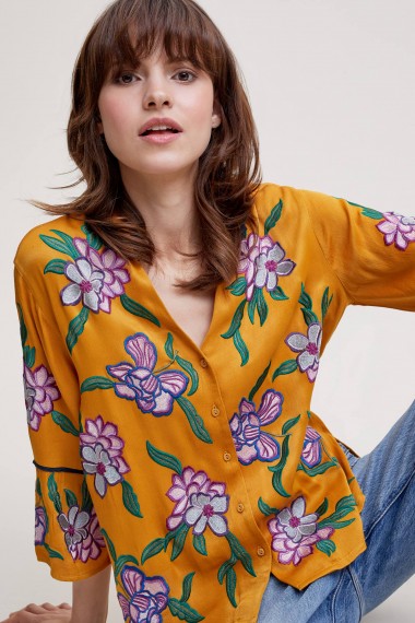 Seen Worn Kept Sydney Embroidered Blouse in yellow