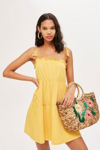 Topshop Tassel Tier Sundress | strappy yellow summer dresses - flipped