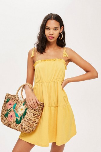 Topshop Tassel Tier Sundress | strappy yellow summer dresses