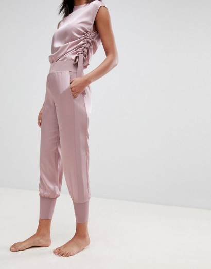 Ted Baker Ted Says Relax Satin Jogger With Knit Trims Dusky Pink ~ luxe leisurewear