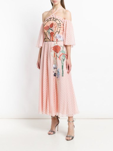 TEMPERLEY LONDON polka dot embroidered halterneck dress ~ summer event wear - flipped