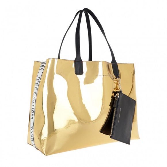 Tommy Hilfiger Iconic Tommy Tote Mirror Metallic | gold shoppers