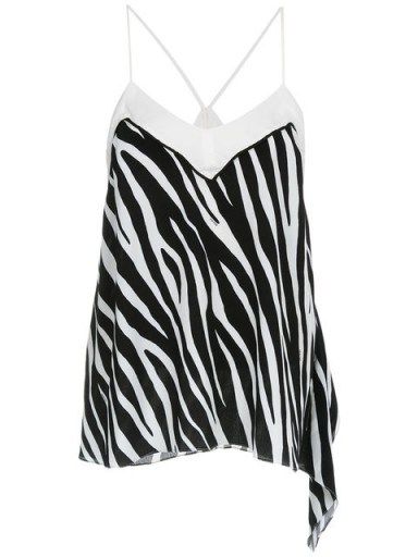 TUFI DUEK animal print asymmetric blouse – strappy zebra patterned camisole - flipped