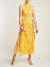 ELIE SAAB Yellow Tulle and floral-lace gown