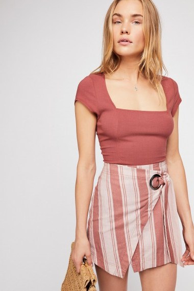 Free People Tuscan Sunrise Skirt in Mauve Combo | asymmetric summer fashion - flipped