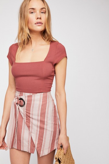 Free People Tuscan Sunrise Skirt in Mauve Combo | asymmetric summer fashion