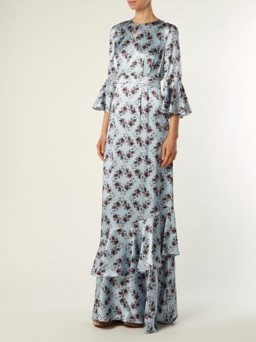 ERDEM Venice Keiko-print silk gown ~ long light-blue event dresses - flipped