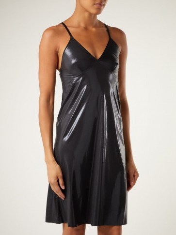 NORMA KAMALI V-neck metallic slip dress – lbd – luxe evening looks - flipped