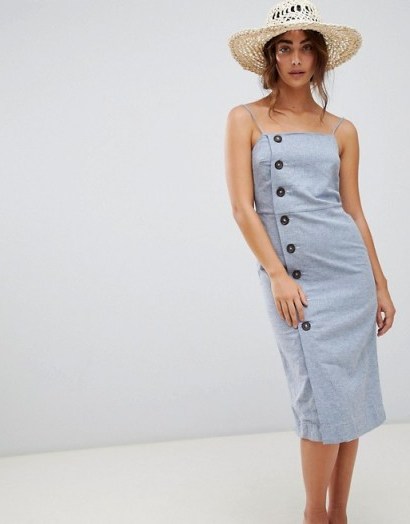 Warehouse Linen Column Button Dress | strappy summer fashion - flipped