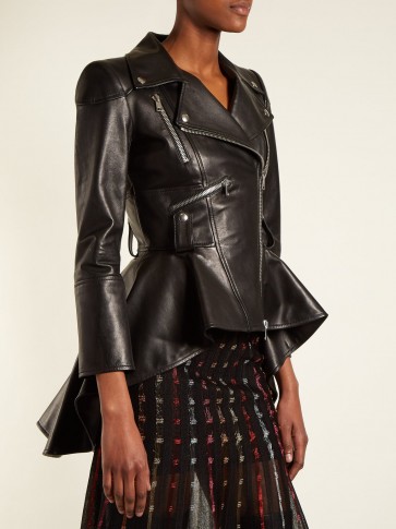 ALEXANDER MCQUEEN Waterfall peplum-hem leather jacket ~ feminine design