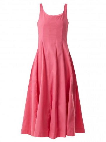 STAUD Wells pink cotton-blend dress ~ flared hem sundresses - flipped