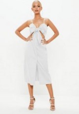 MISSGUIDED white tie front button down strappy midi dress – summer holiday wardrobe