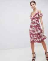 Y.A.S Floral Cold Shoulder Midi Dress – summer fashion