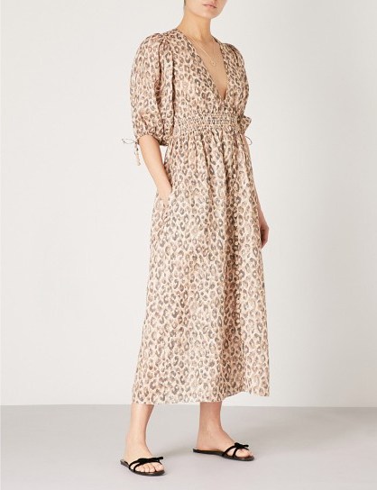 ZIMMERMANN Melody leopard-print linen dress – animal print plunge front summer dresses - flipped