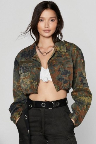 NASTY GAL After Party Vintage On Duty Camo Jacket / cropped style - flipped