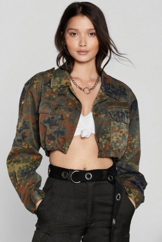 NASTY GAL After Party Vintage On Duty Camo Jacket / cropped style