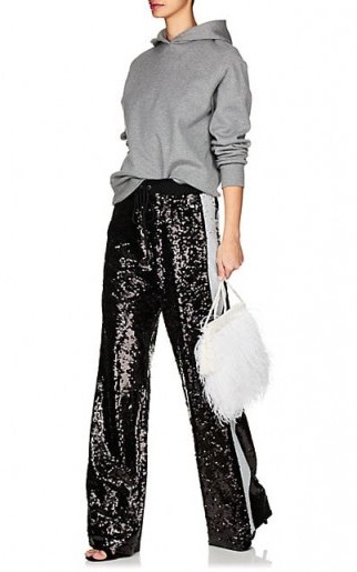 ALBERTA FERRETTI Sequin-Embellished Track Pants ~ casual luxe - flipped
