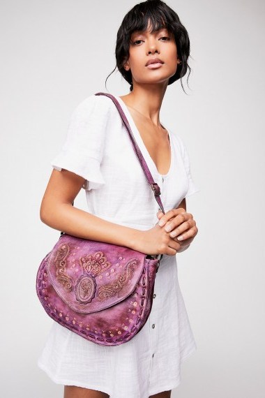 Anna Sui x Bedstu Sabanna Bag in Aubergine Combo | purple boho handbags - flipped