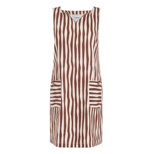 L.K. BENNETT ANNELIN WHITE BROWN DRESS ~ striped summer shift - flipped