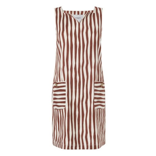 L.K. BENNETT ANNELIN WHITE BROWN DRESS ~ striped summer shift