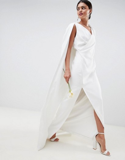 ASOS EDITION cape maxi wedding dress in white – wrap style bridal gown