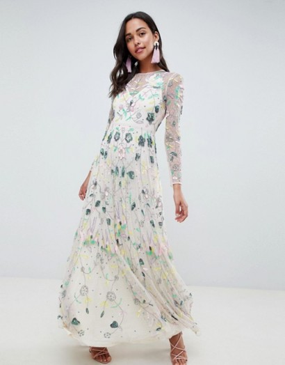 ASOS EDITION delicate floral embellished maxi dress in Lilac | long luxe occasion frock | summer parties