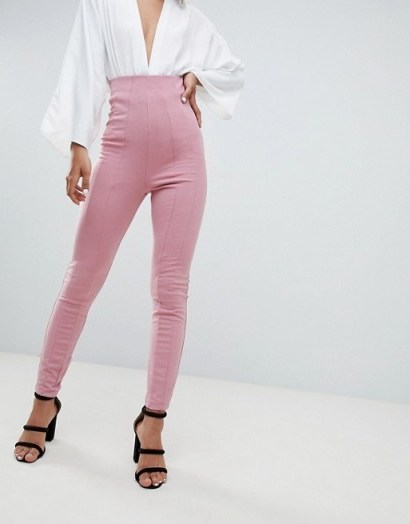 ASOS DESIGN Tall skinny trouser with super high waist in Dusty Pink - flipped