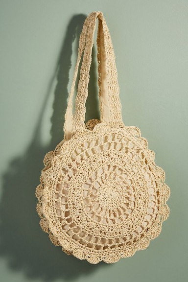 Monserat De Lucca Babette Crocheted Circle Bag in ivory | boho summer accessories - flipped