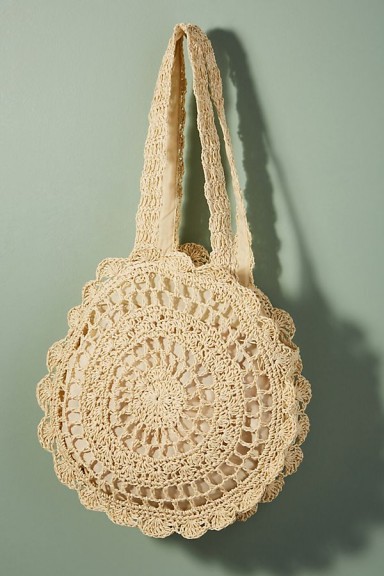 Monserat De Lucca Babette Crocheted Circle Bag in ivory | boho summer accessories