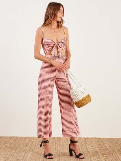 REFORMATION Bahama Two Piece in Darlin / red checked summer pant sets - flipped