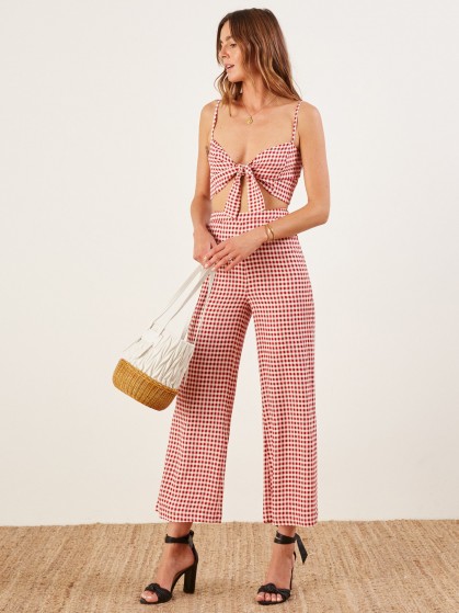 REFORMATION Bahama Two Piece in Darlin / red checked summer pant sets