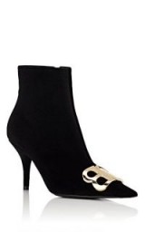 BALENCIAGA Black Velour Ankle Booties ~ pointed toe boots