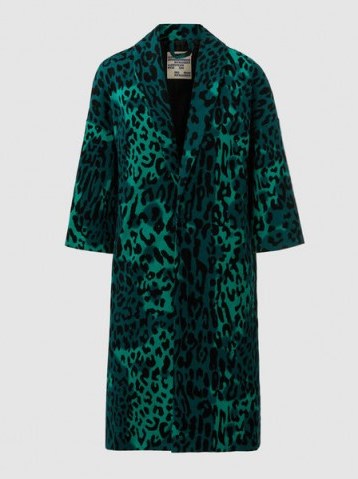 BAUM UND PFERDGARTEN‎ Dara Emerald Leopard-Print Cotton-Blend Coat ~ chic green animal prints - flipped