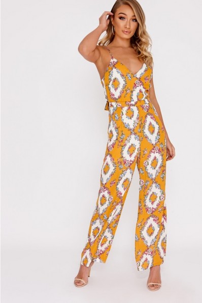 IN THE STYLE BELIA MUSTARD FLORAL TIE BACK JUMPSUIT – strappy summer ...
